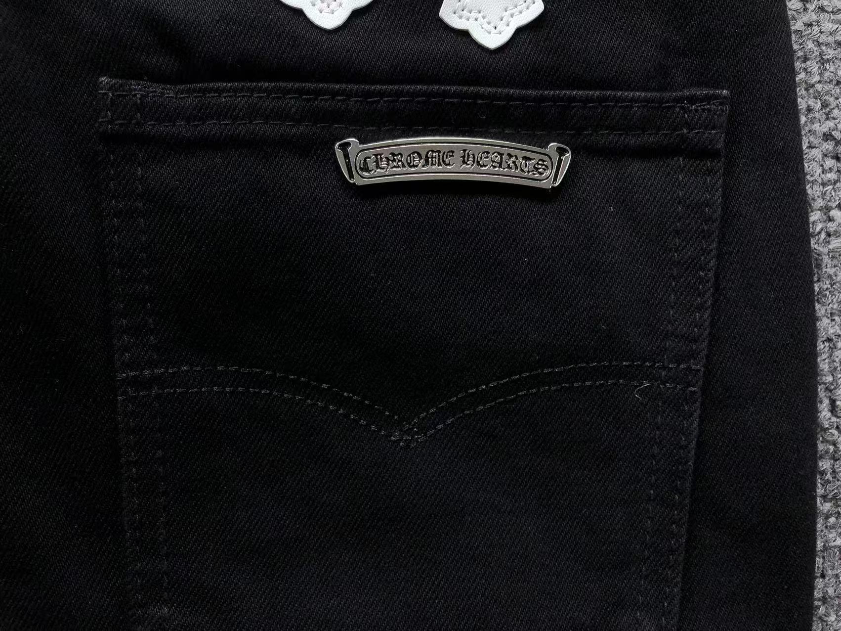 White & Yellow Cross Patch Black Denim Jeans™