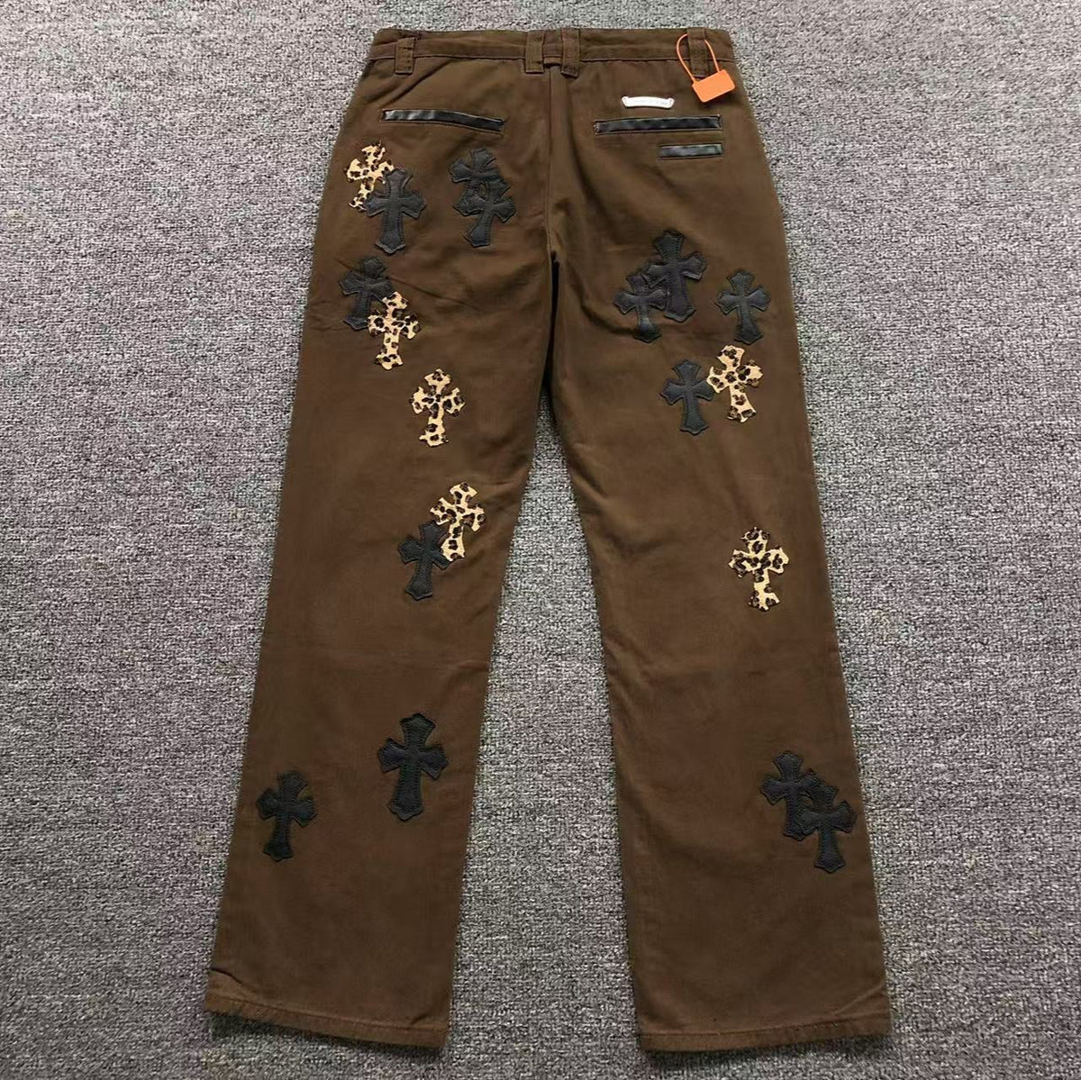 Black & Leopard Cross Patch Brown Denim Jeans
