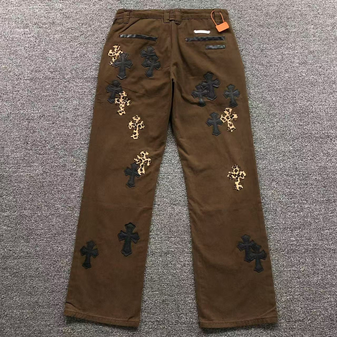 Black & Leopard Cross Patch Brown Denim Jeans