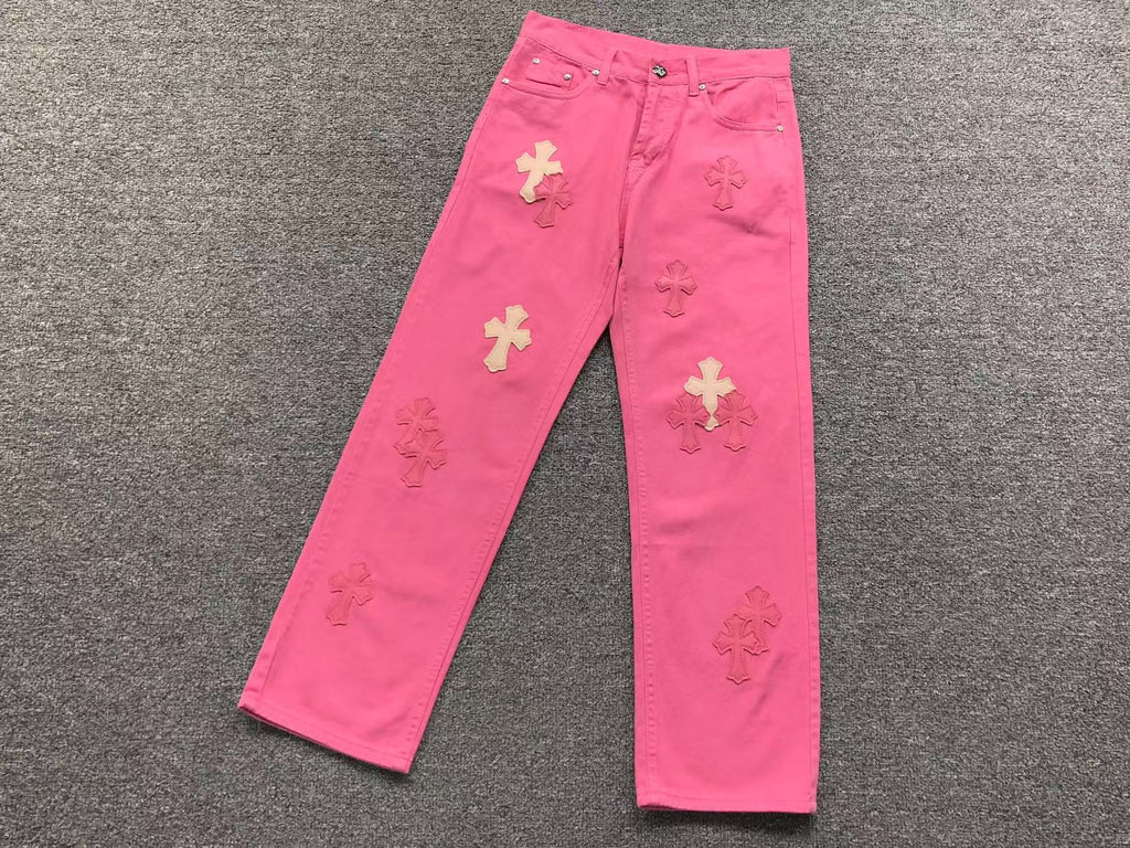 Double Pink Cross Patch Pink Denim Jeans™