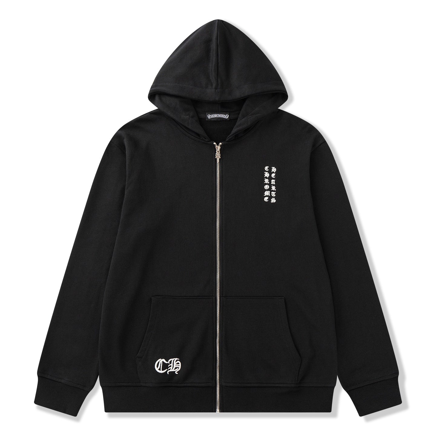 Typography Logo Black Full Zip Hoodie™