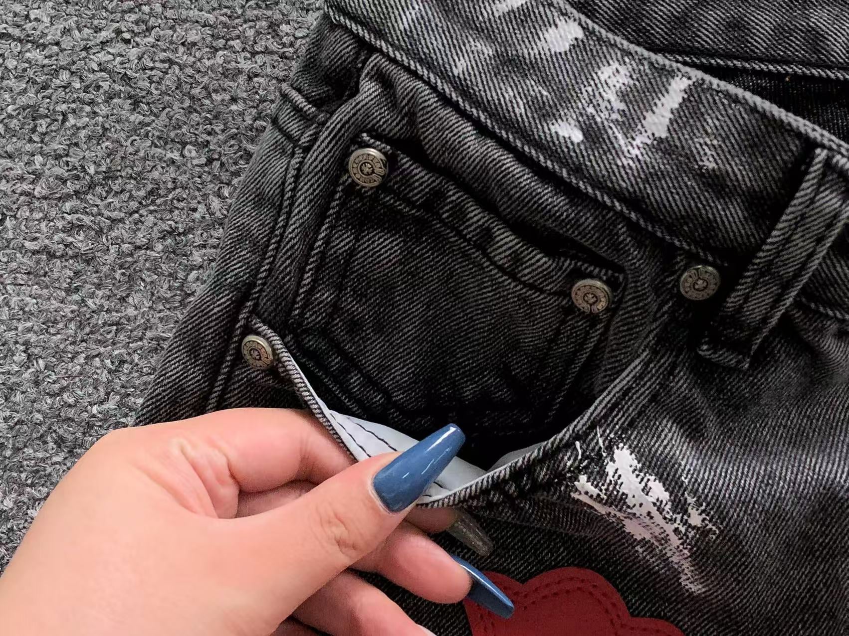 Mixed Cross Patch Grey Art Jeans™
