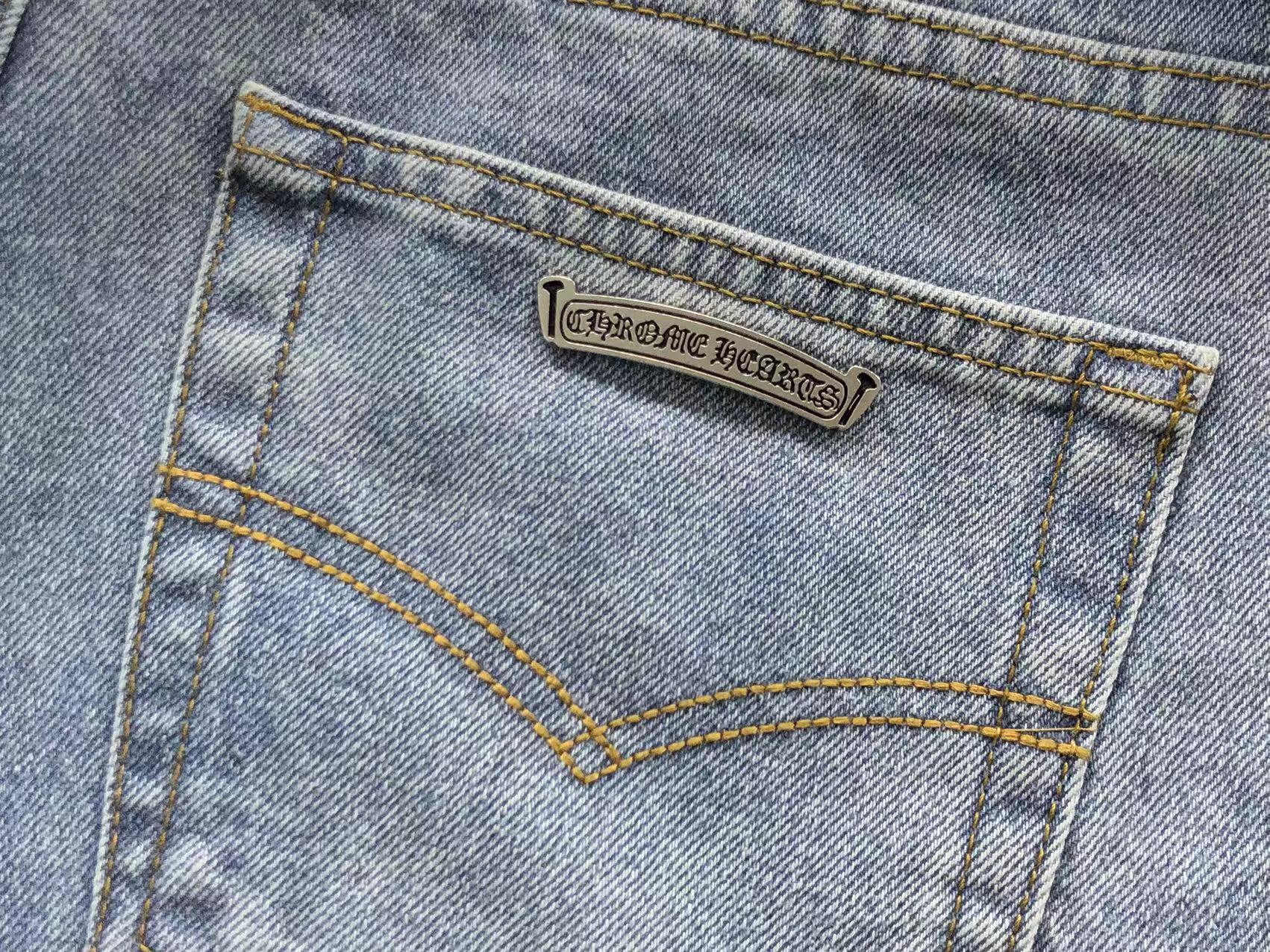 Mixed Blue & White Cross Patch Light Denim Jeans™