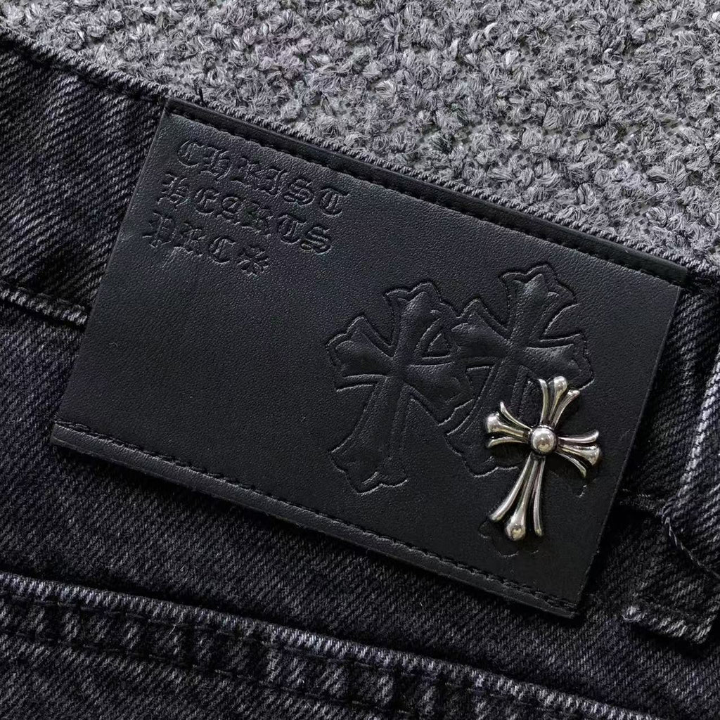 Blue & Yellow Cross Patch Black Jeans™