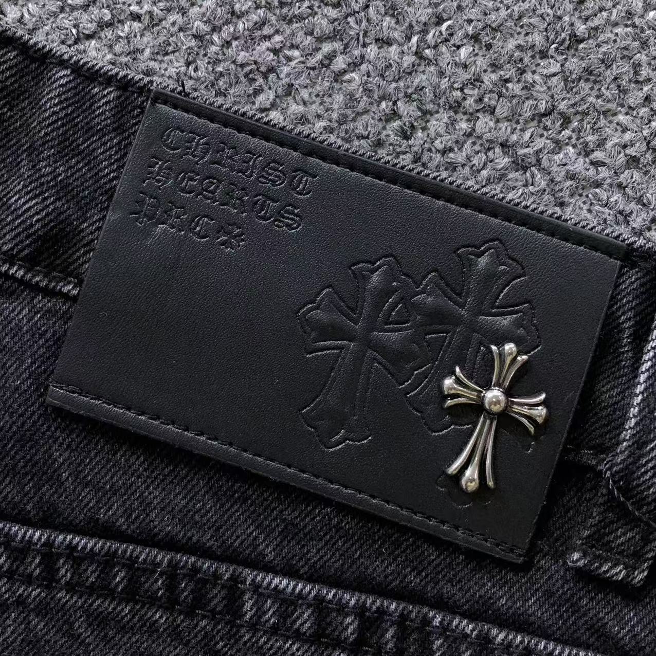 Blue & Yellow Cross Patch Black Jeans™