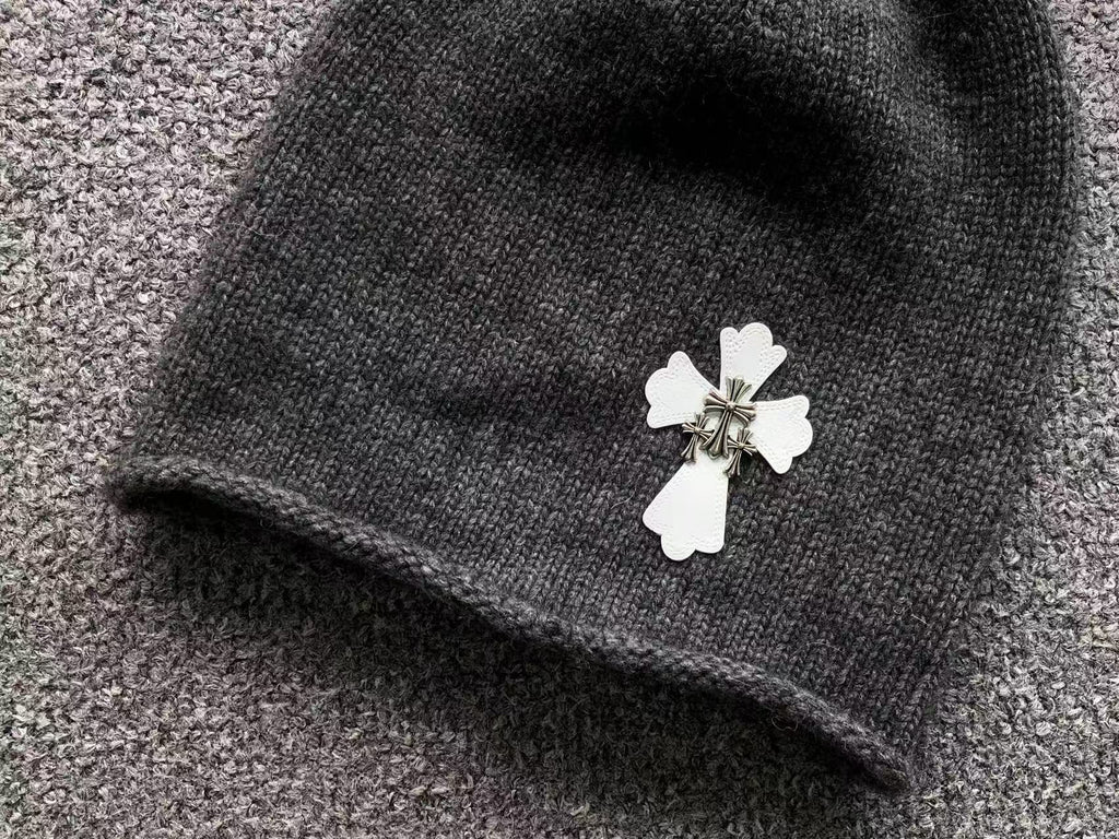 Leather & Metallic Cross Knit Beanie™