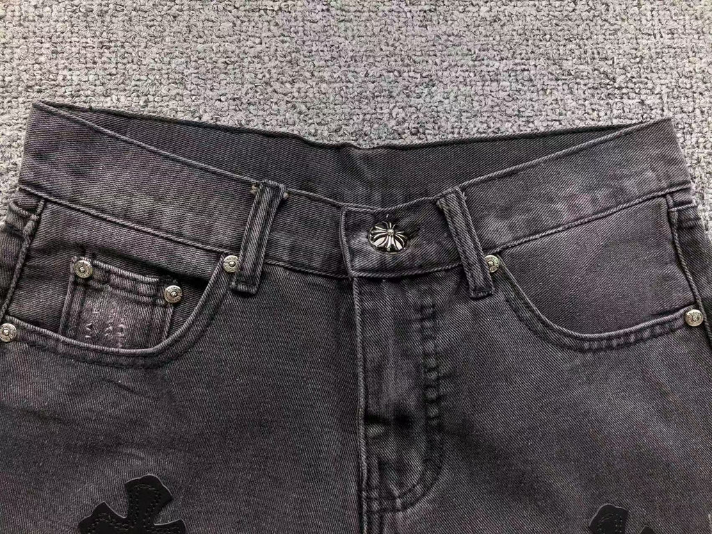Black Cross Patch Black Denim Jeans™