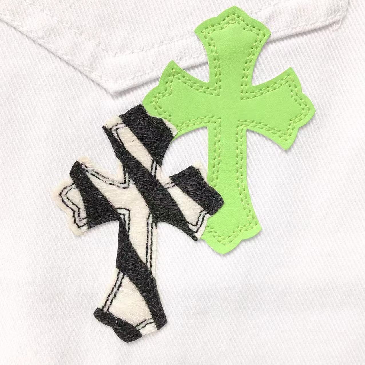 Green & Zebra Cross Patch White Jeans™