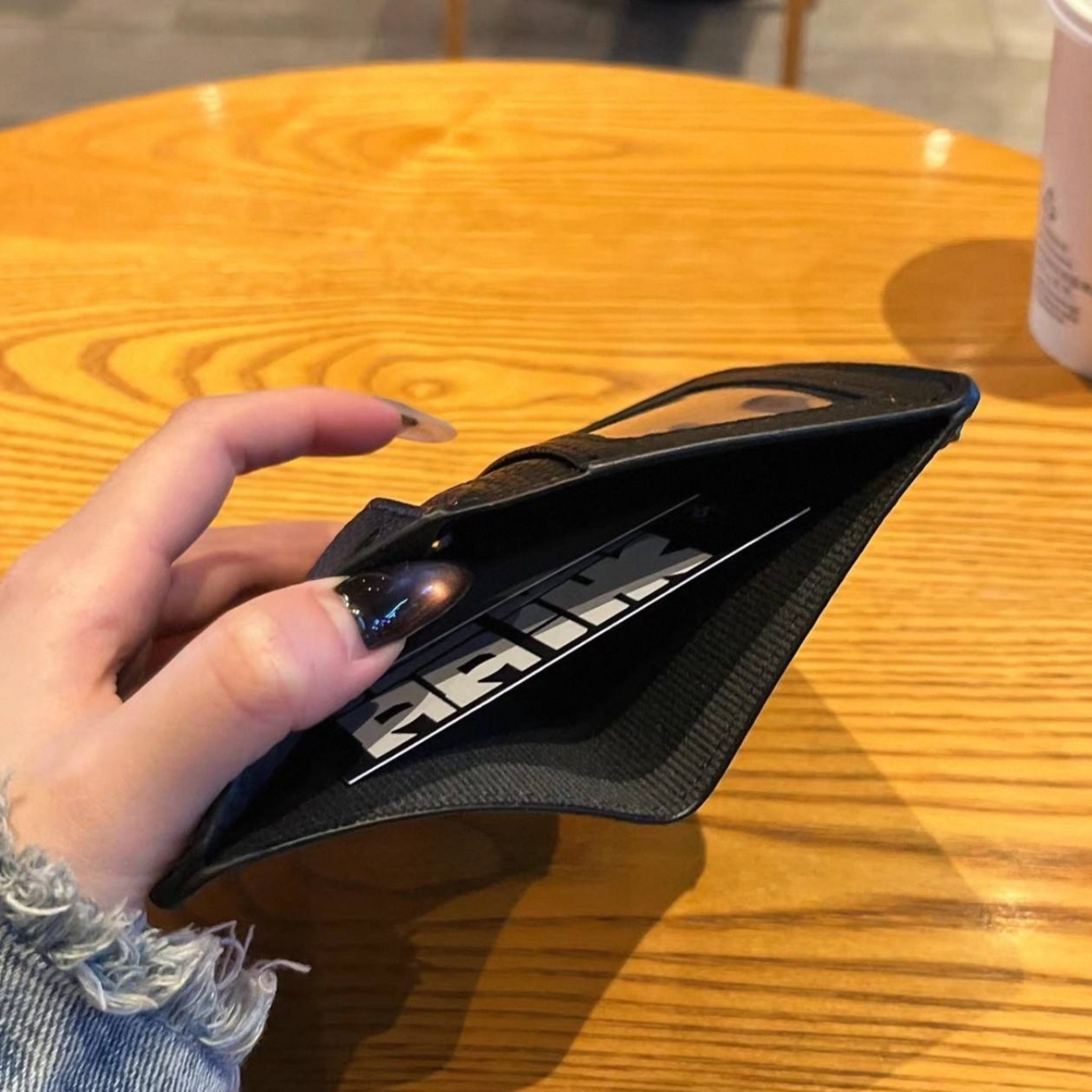 Metallic 3D Symbol Black Leather Wallet™