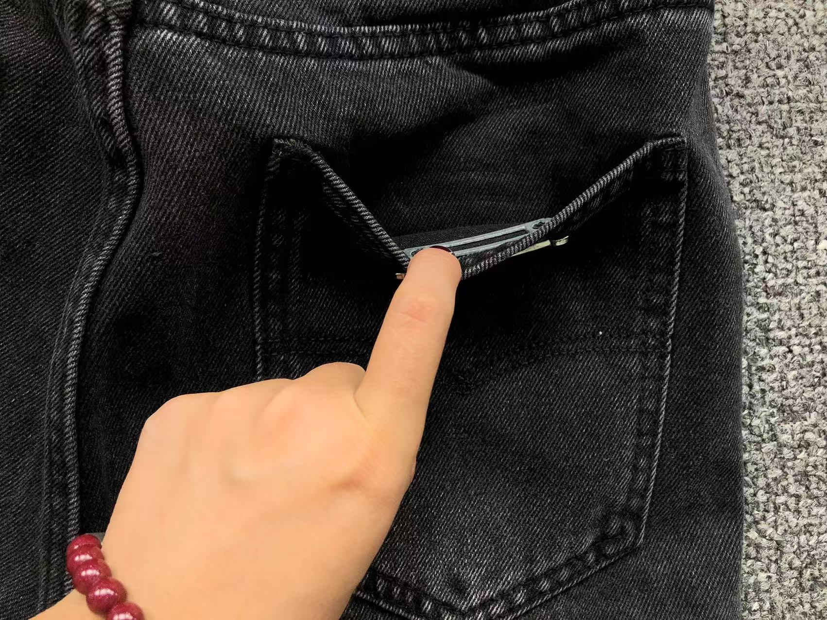 Black Leather Cross Patch Black Denim Jeans™
