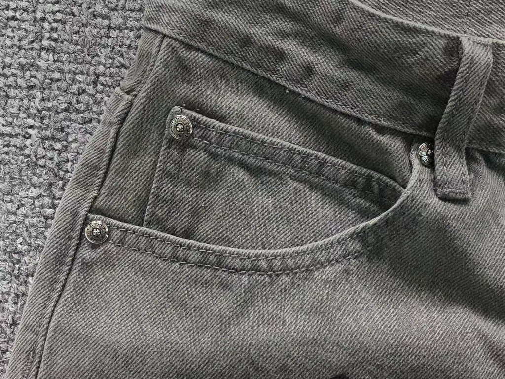 Purple & Black Cross Patch Mixed Graphic Grey Denim Jeans™