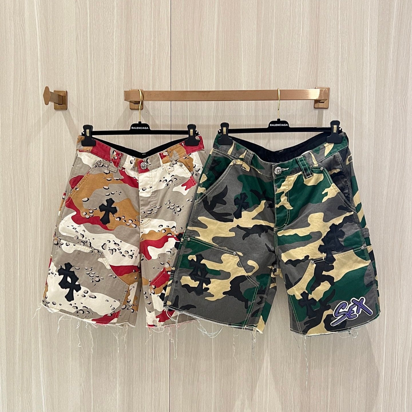 Black Cross Patch S*X Camo Shorts™