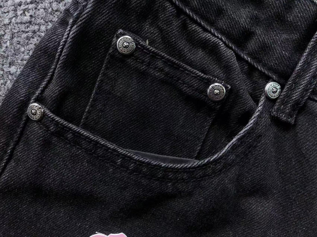 Pink Cross Patch Black Denim Jeans™
