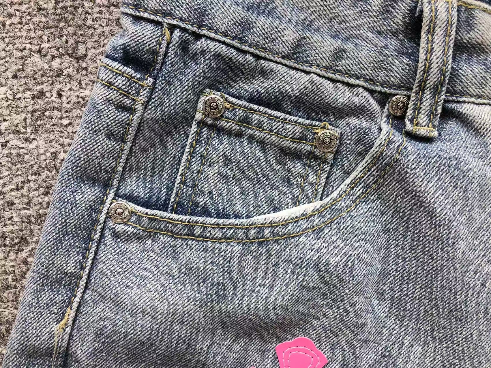Pink Cross Patch Light Denim Jeans™