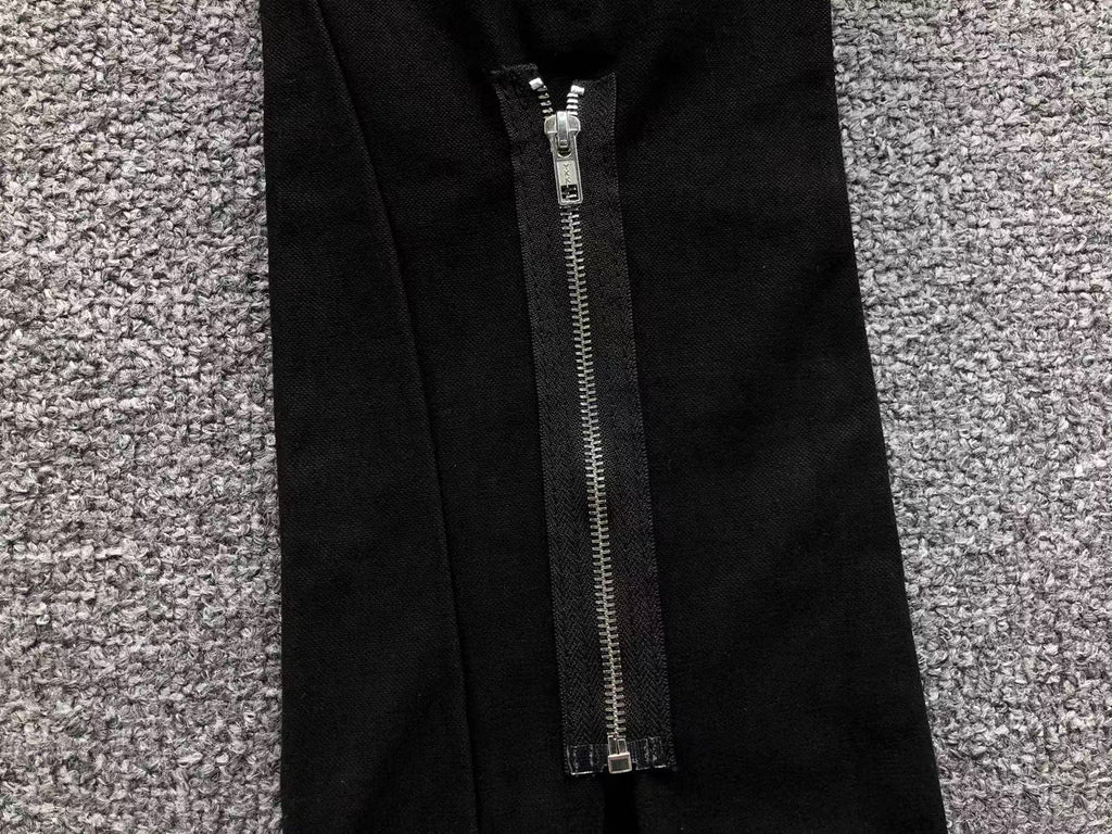 Blue & White Cross Patch Black Zipper Jeans™