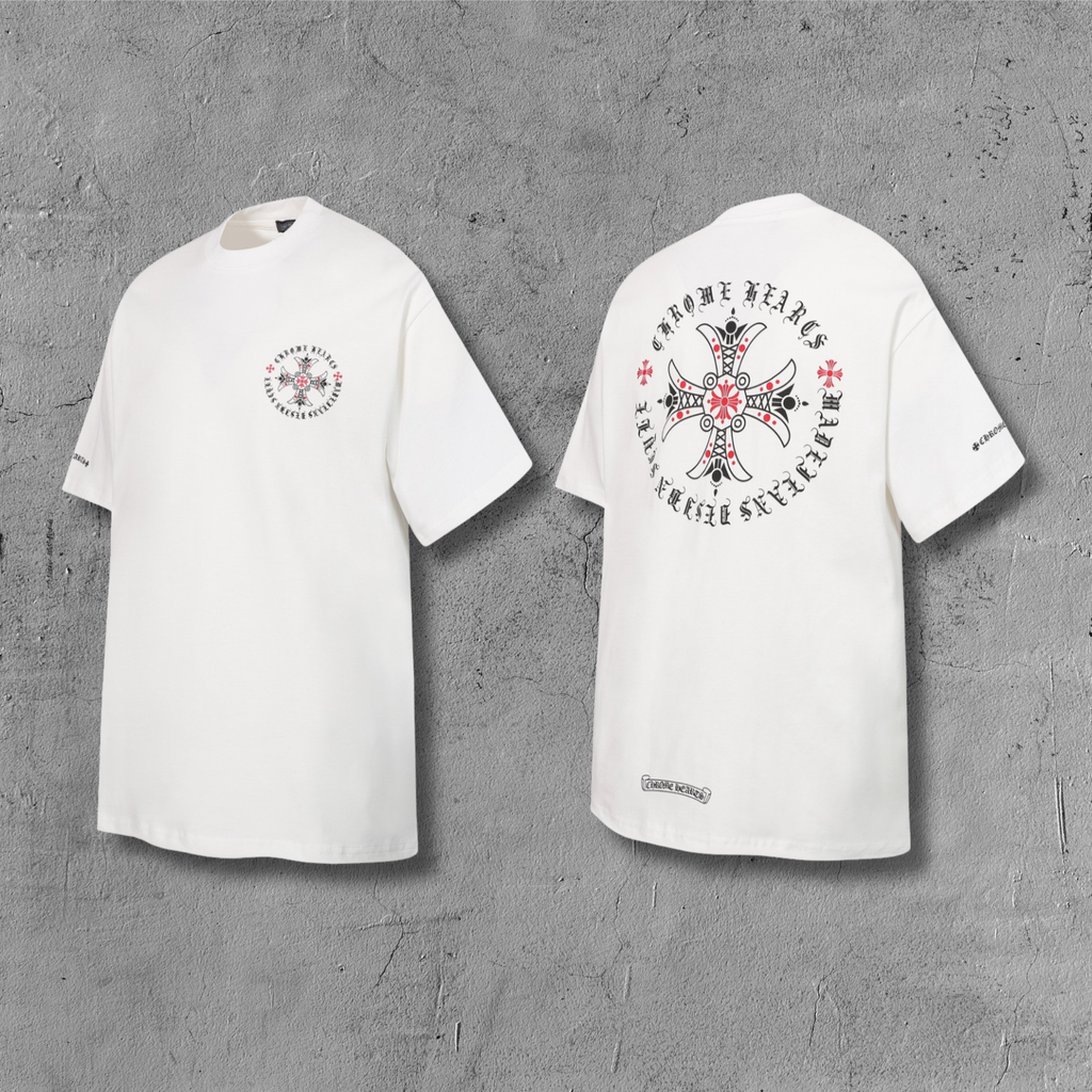 Red Ornate Cross Black T-Shirt™