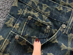 Cross Pattern Dark Denim Baggy Jeans™