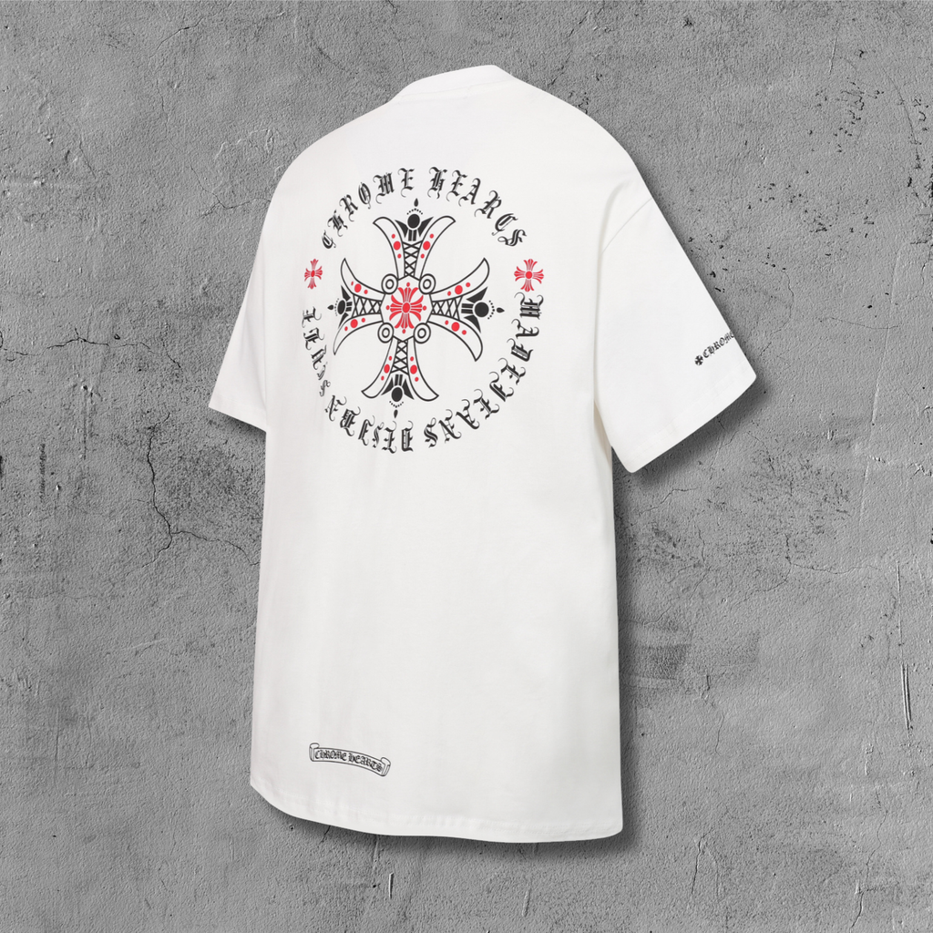 Red Ornate Cross Black T-Shirt™