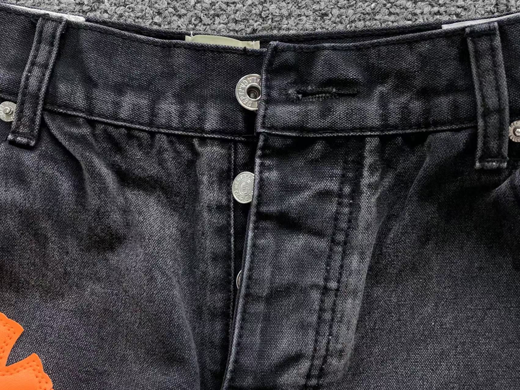Orange Cross Patch Art Black Jeans™