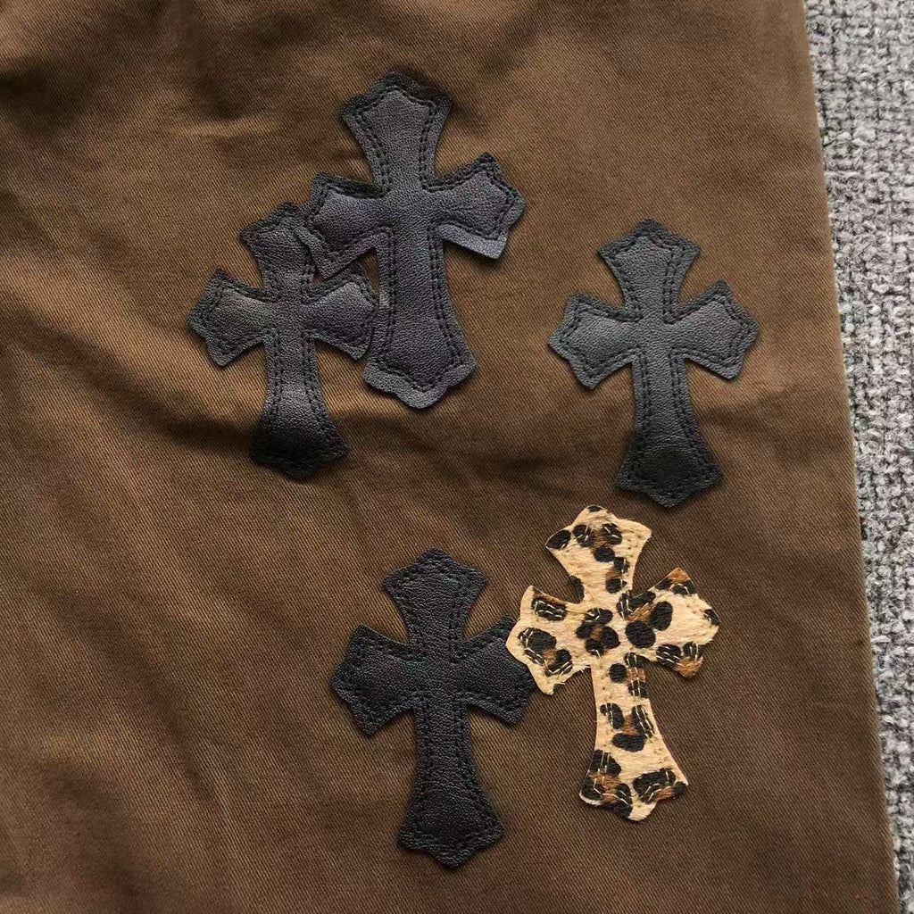 Black & Leopard Cross Patch Brown Denim Jeans