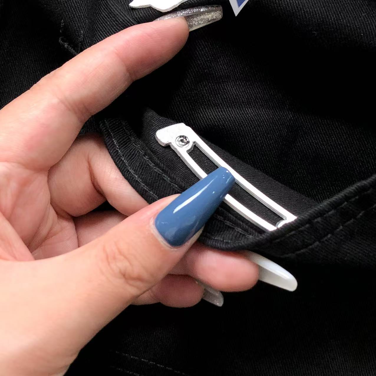 White & Blue Cross Patch Black Carpenter Pants™