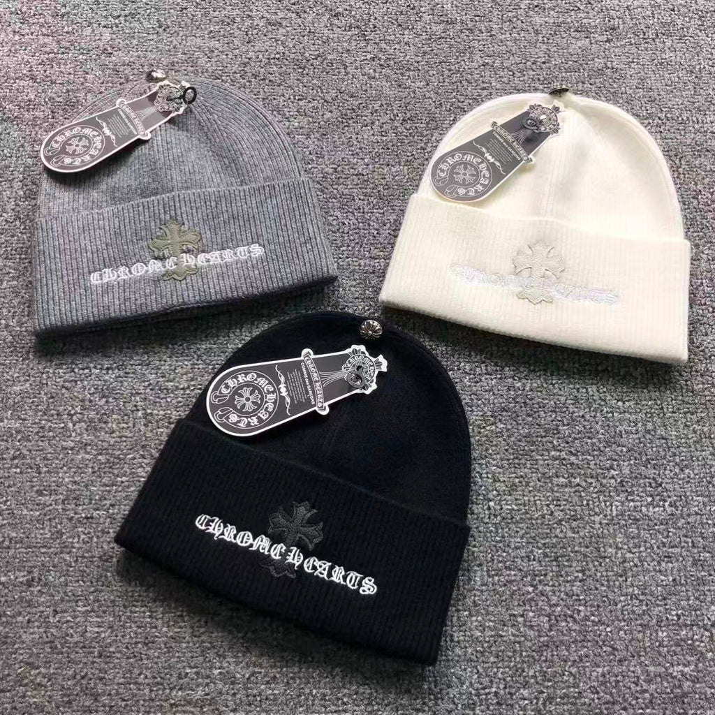 Leather Cross & Typography Logo Beanie™