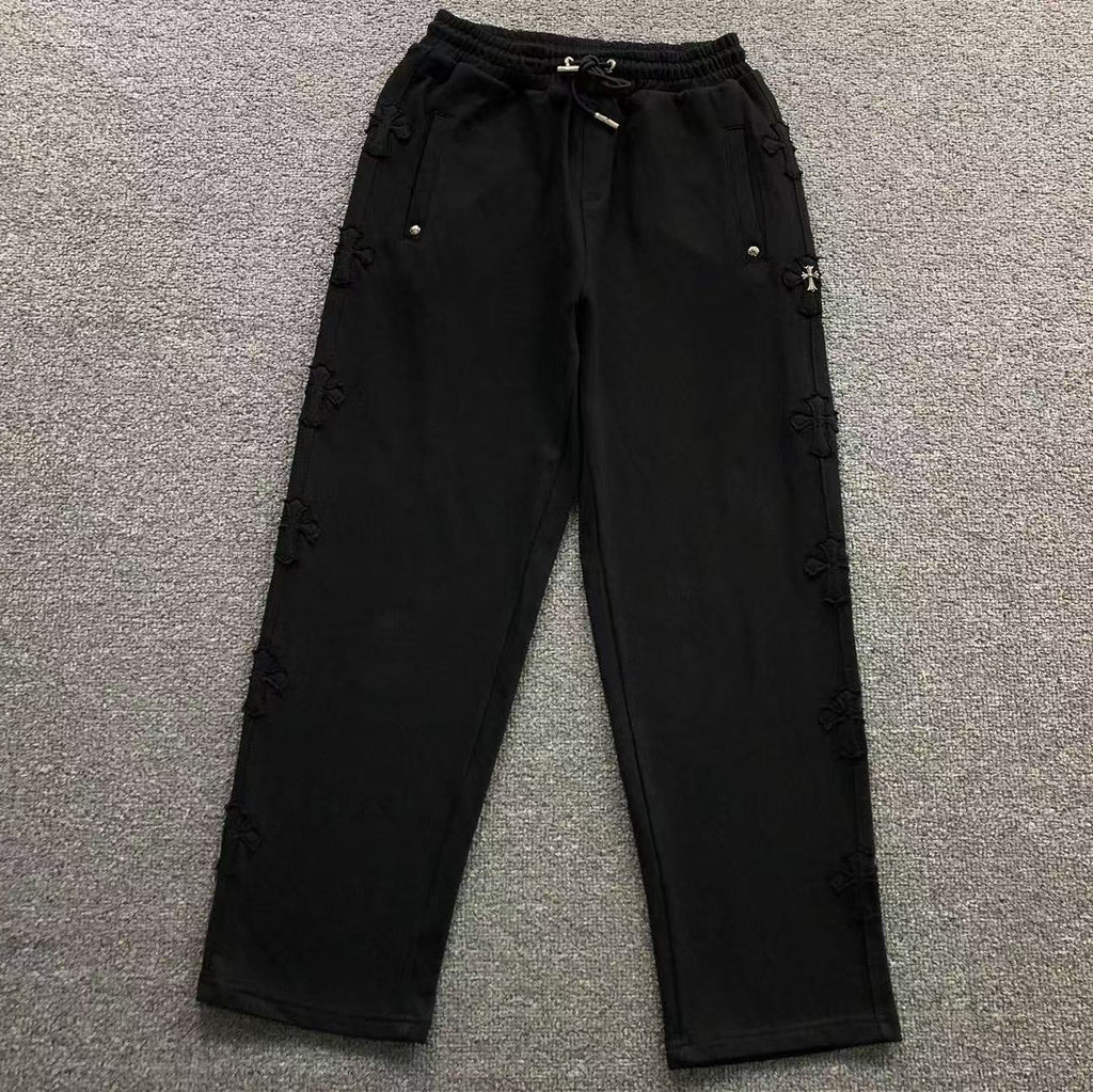 Black Cross Baggy Black Sweatpants™
