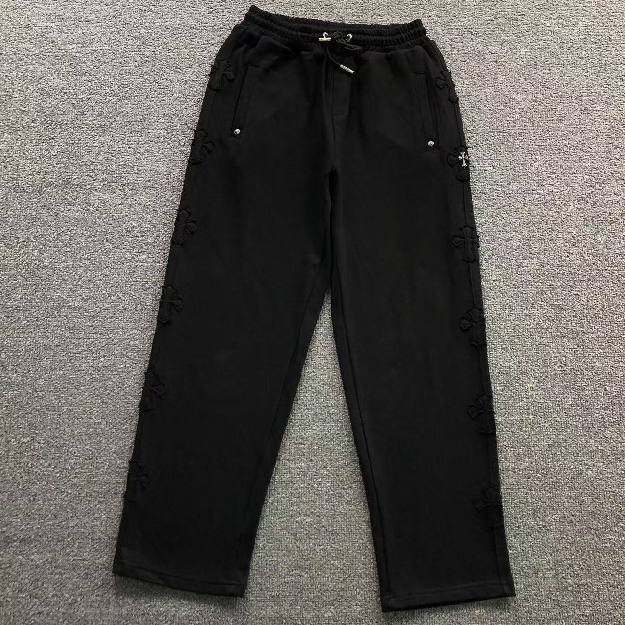 Black Cross Baggy Black Sweatpants™