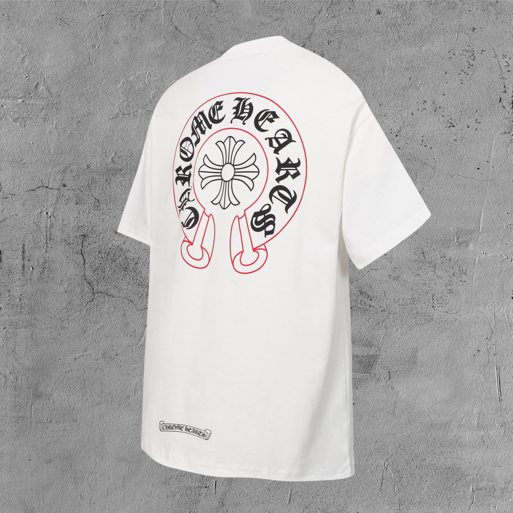 Red Outline Horseshoe White T-Shirt™