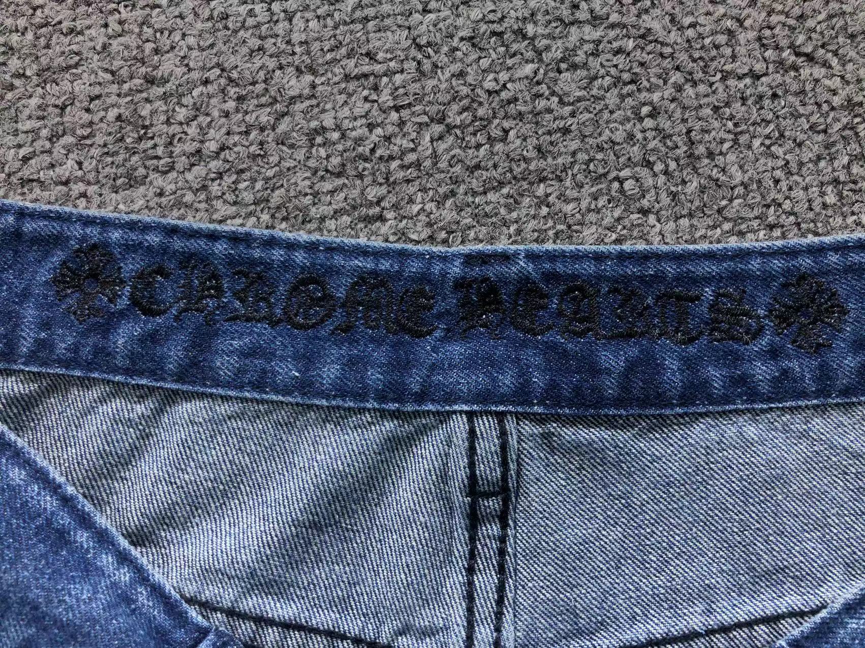Brown Black & White Cross Patch Blue Denim Jeans™