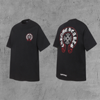 Red Outline Horseshoe Black T-Shirt™