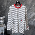 Red Collar Grey Striped Long Sleeve™
