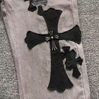 Black Cross Patch Grey Denim Jeans™