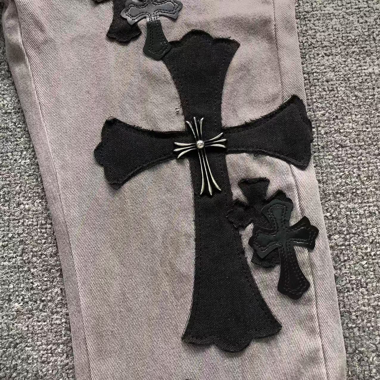 Black Cross Patch Grey Denim Jeans™