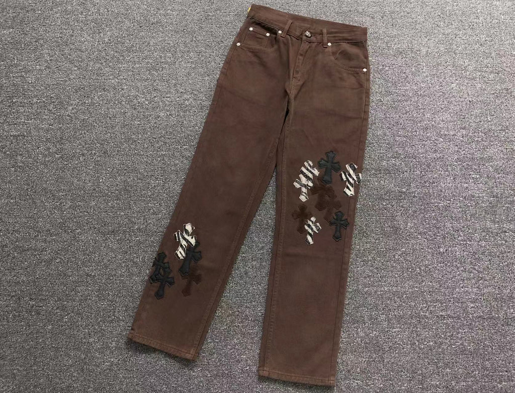 Black Brown & Zebra Cross Patch Brown Jeans™