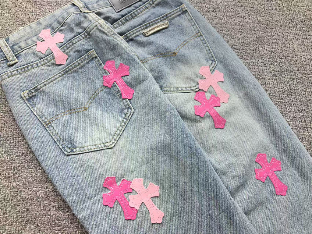 Pink Cross Patch Light Denim Jeans™