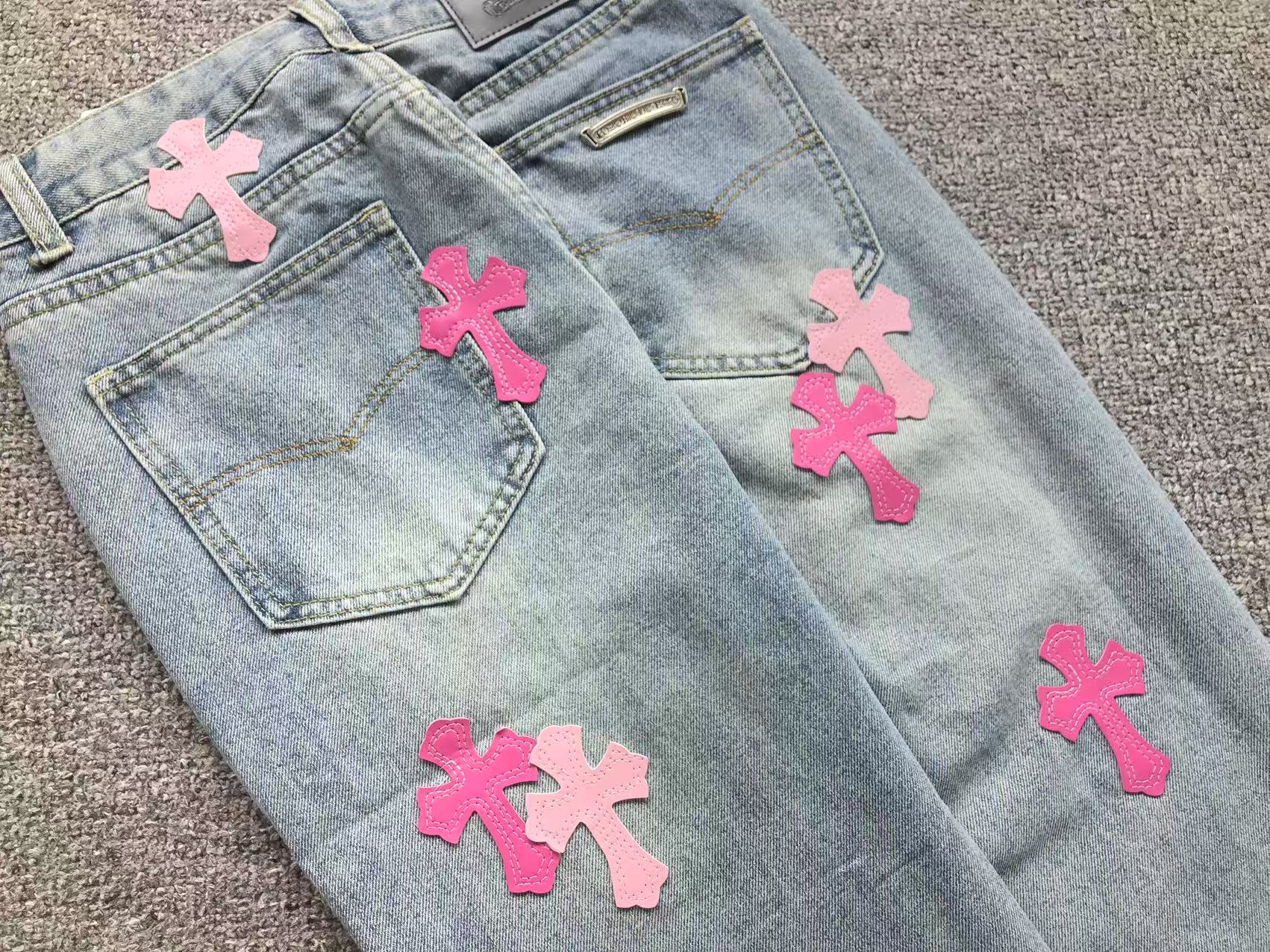 Pink Cross Patch Light Denim Jeans™