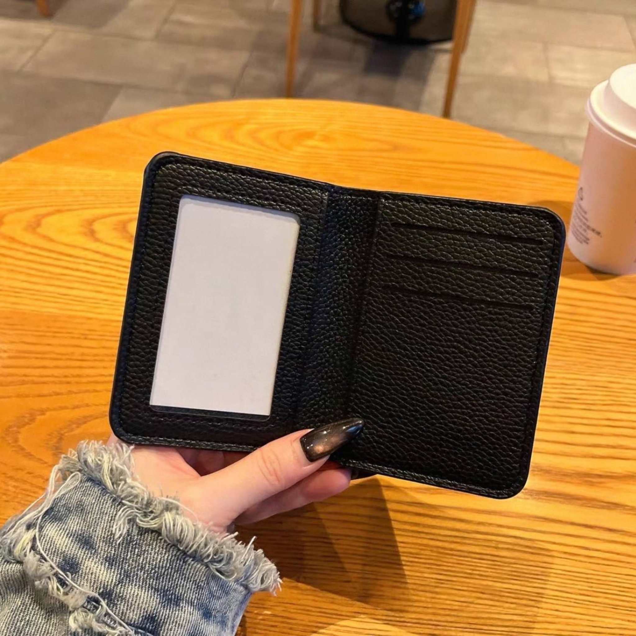 Metallic 3D Symbol Black Leather Wallet™