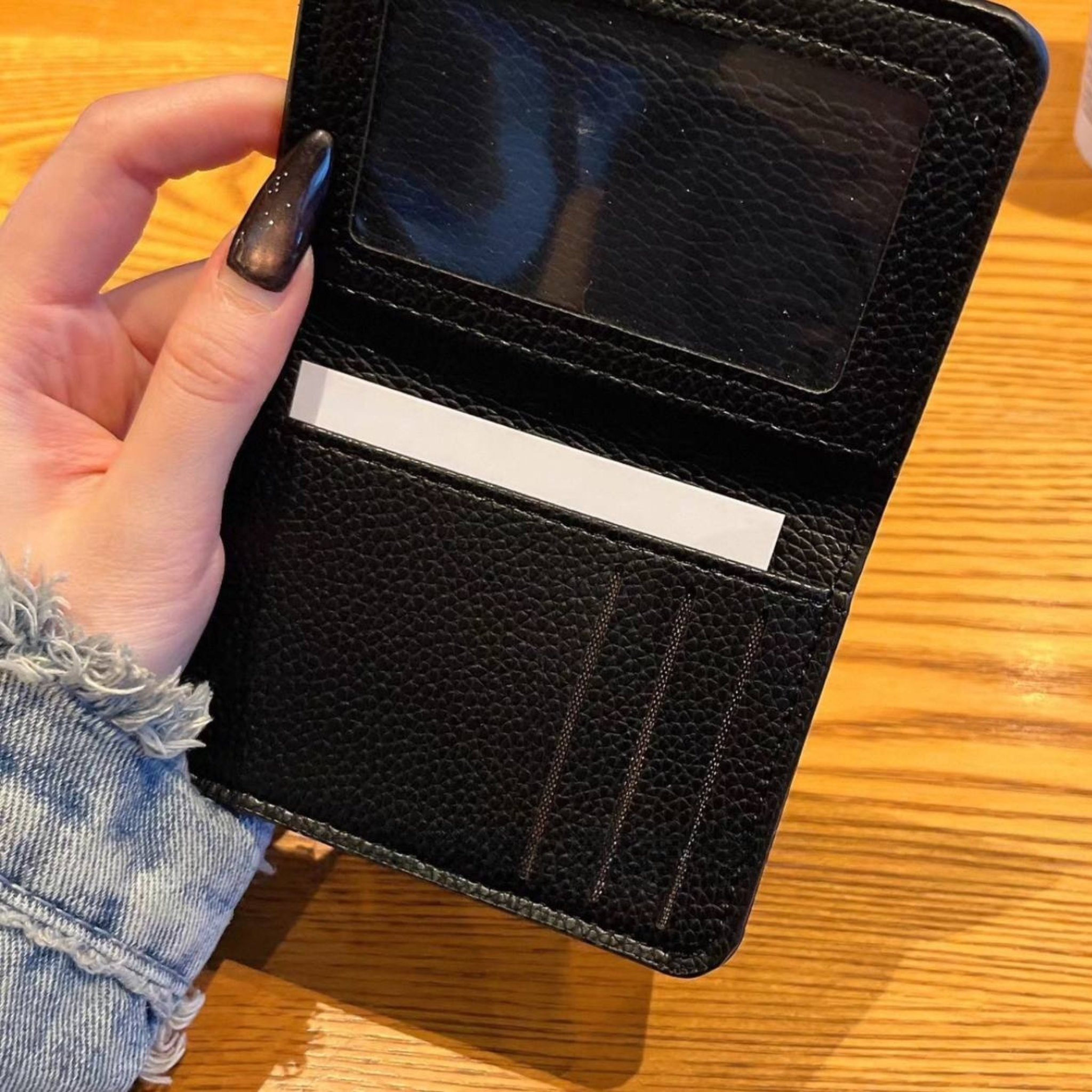 Metallic 3D Symbol Black Leather Wallet™