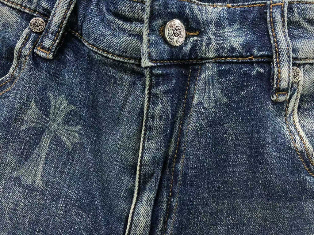 Faded Wash Cross Print Slim Fit Jeans™