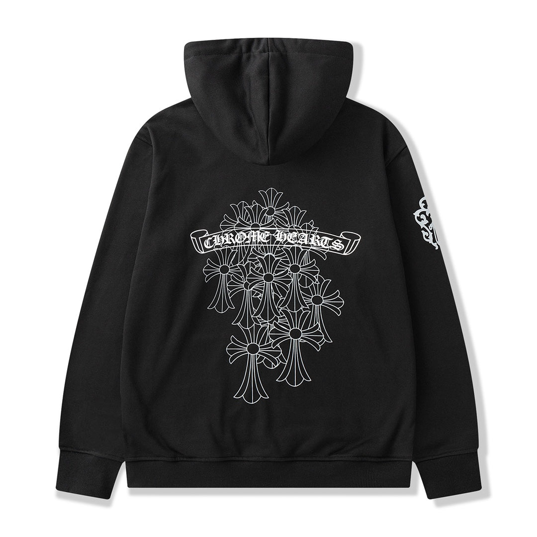 Multicross Typography Logo Black Full Zip Hoodie™