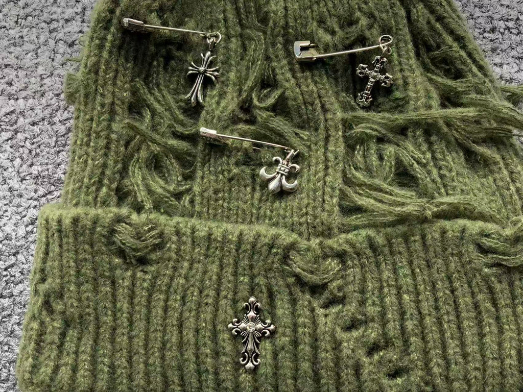 Safety Pin Torn Knit Beanie™