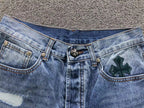 Black Cross Patch Distressed Denim Jeans™