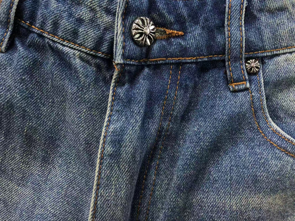 Black Leather & Cross Patch Denim Jeans™