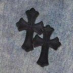 Black Cross Patch Light Denim Baggy Jeans™
