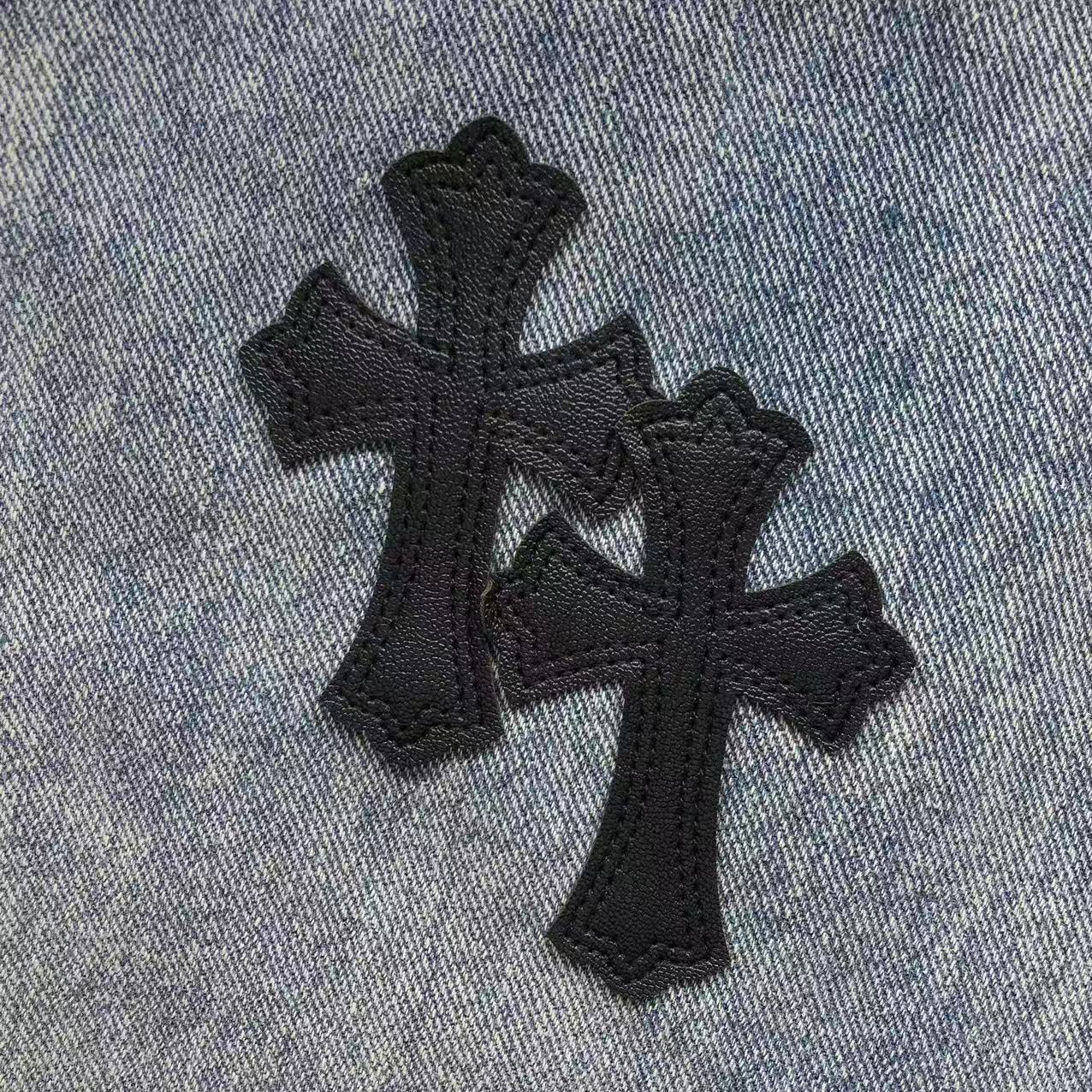 Black Cross Patch Light Denim Baggy Jeans™