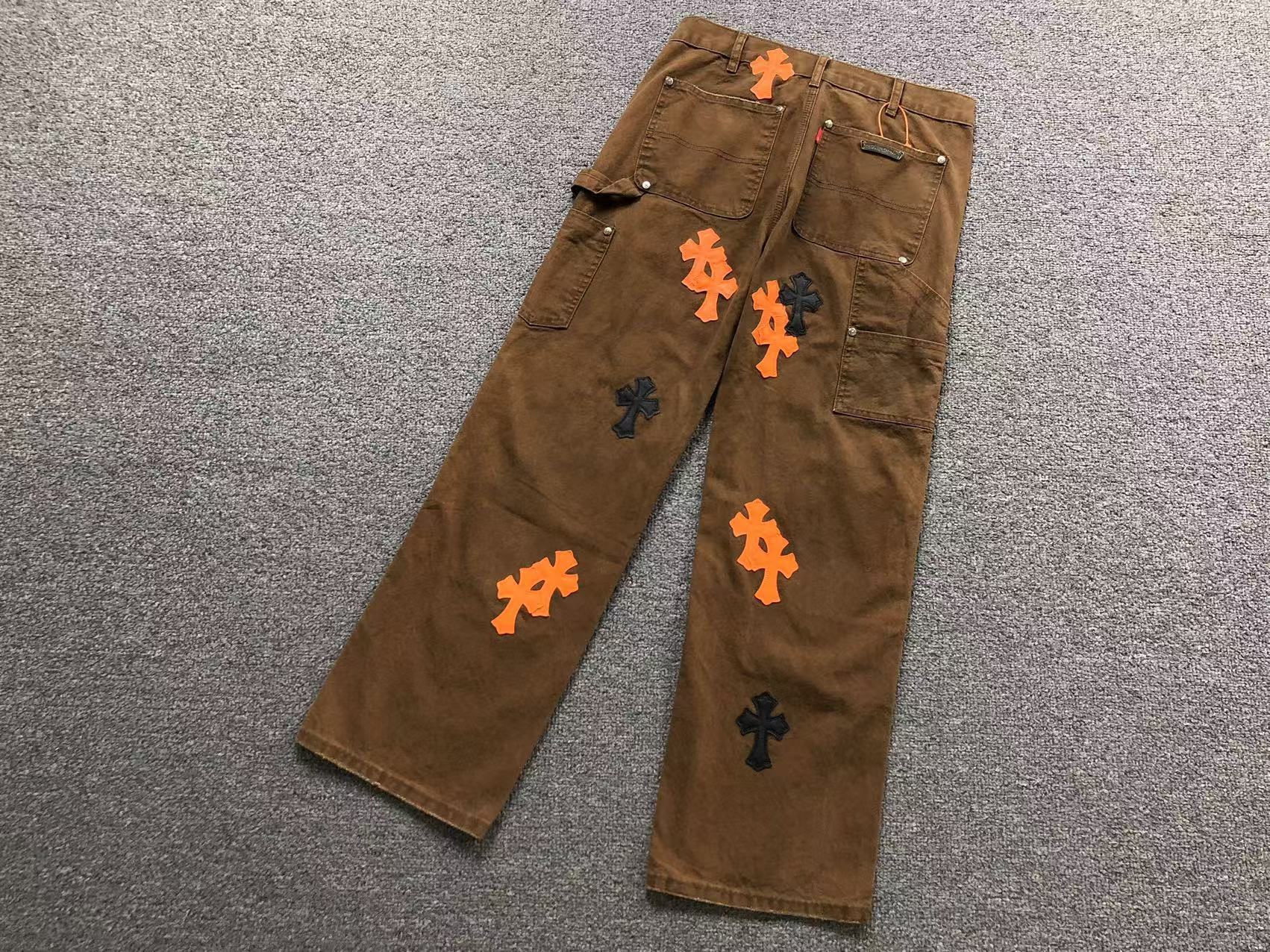 Black & Orange Cross Patch Brown Carpenter Pants™