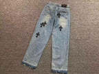 Faded Black Cross Patch Light Denim Baggy Jeans™