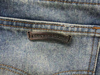 Black Leather & Cross Patch Denim Jeans™