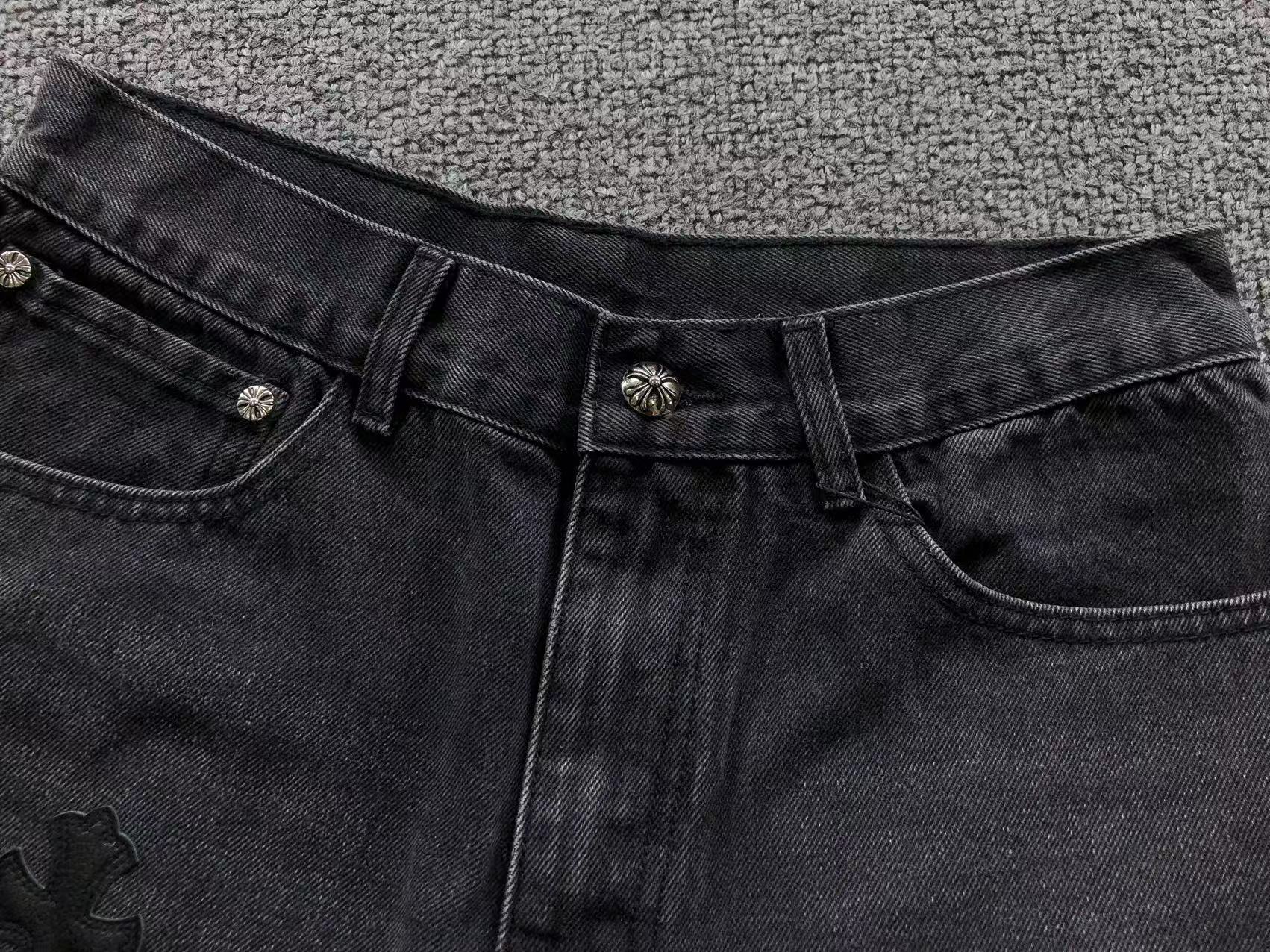 Black Leather Cross Patch Black Baggy Jeans™
